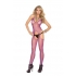 Elegant Moments Fishnet Suspender Bodystocking in Purple