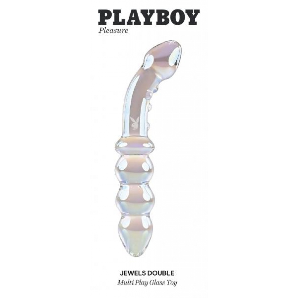 Playboy Jewel Double Multi Play Glass Sex Toy - Iridescent