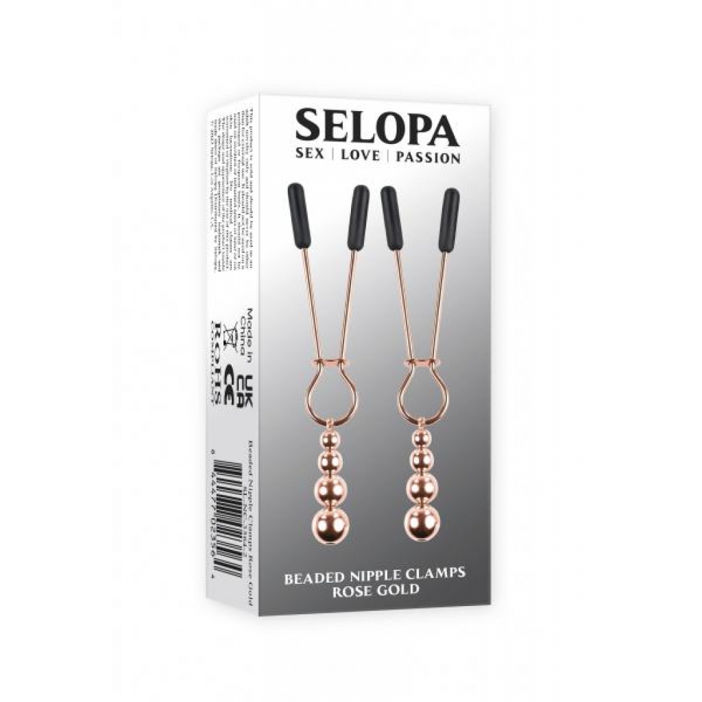 Selopa Beaded Nipple Clamps in Rose Gold