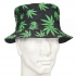 Black Bucket Hat with Green Leaves