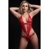 1pc Open Front Halter Teddy - Red O/S