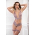 2pc Open Crotch Laced Teddy – Gray Lilac