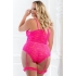 Seductive Sheer Lace Teddy with Snap Crotch - Glossy Pink