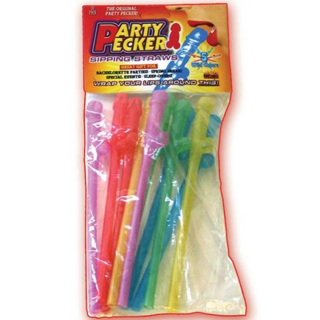 Party Pecker Sipping Straws - Fun Neon Pack