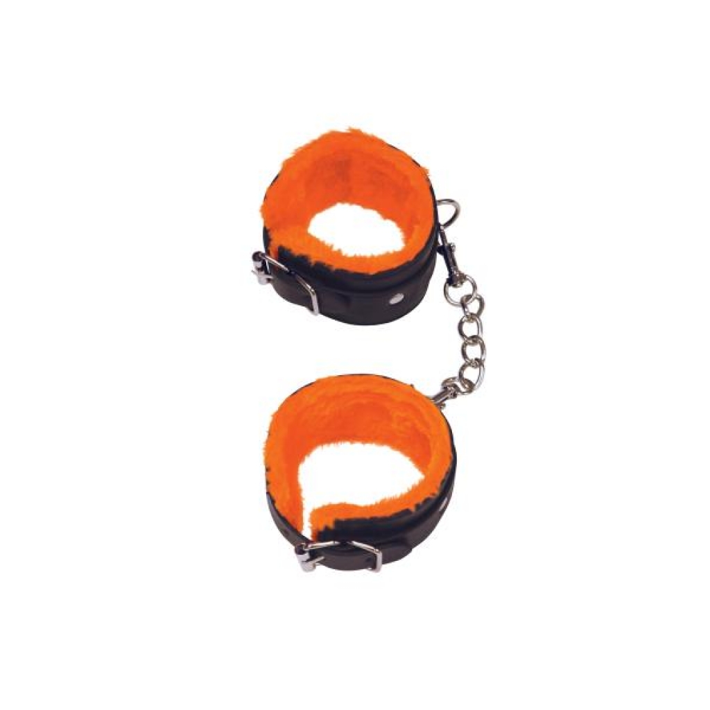 Luxurious Orange Faux Fur-Lined Love Cuffs