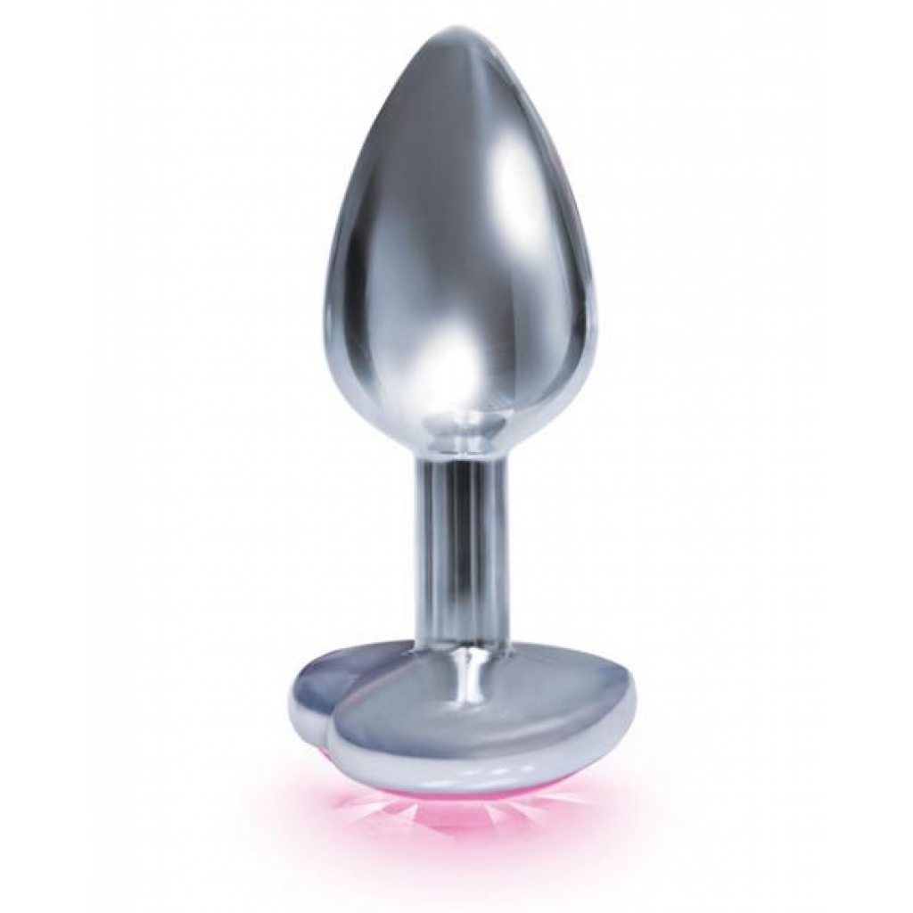 The Silver Starter Heart Bejeweled Steel Plug - Pink