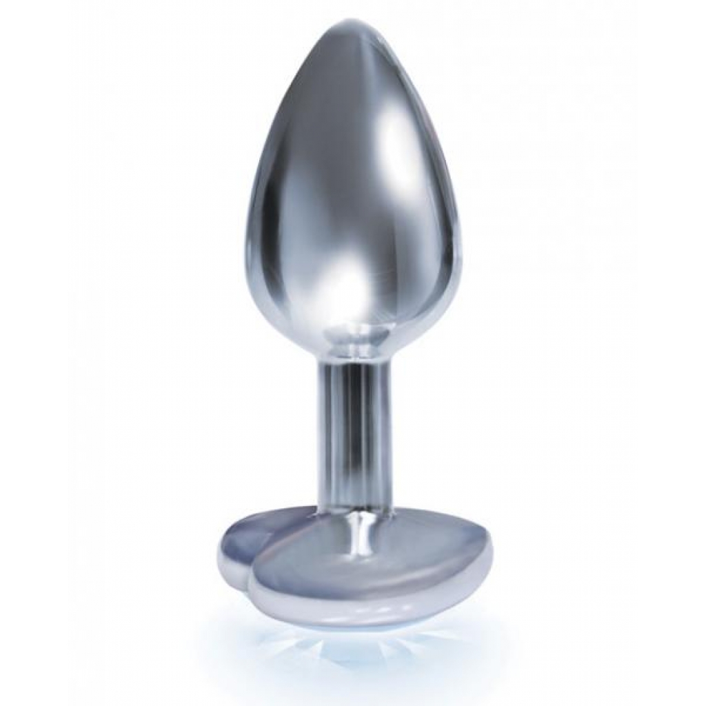 Silver Heart Bejeweled Steel Anal Plug