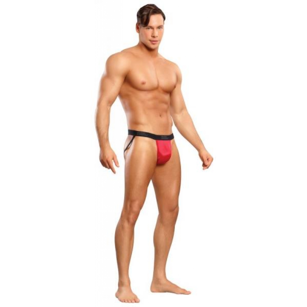 Male Power Jock Satin Lycra - Red