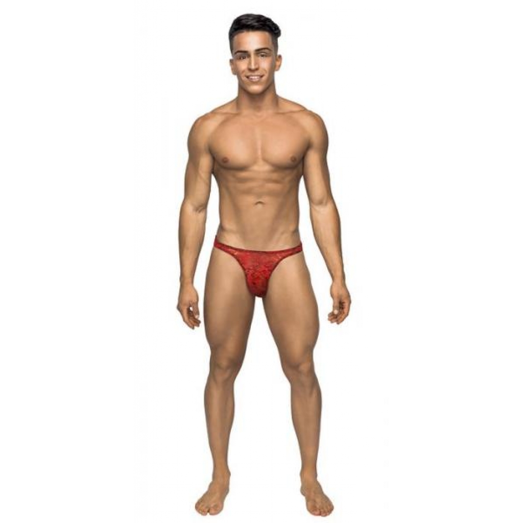 Male Power Bong Thong - Red L/XL