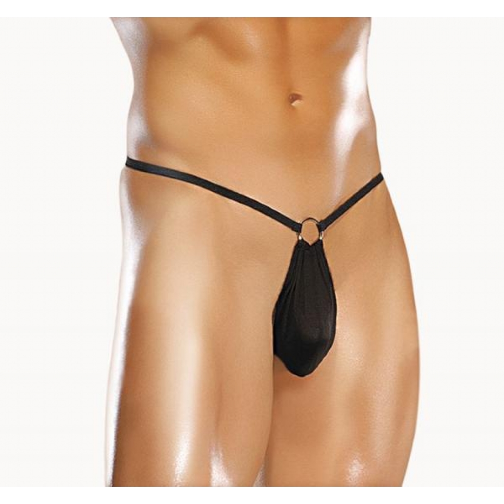 G-String with Front Ring - Black - S/M