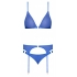 Sassy Bra, Garter & Rouched Panty Set - Cobalt 2XL