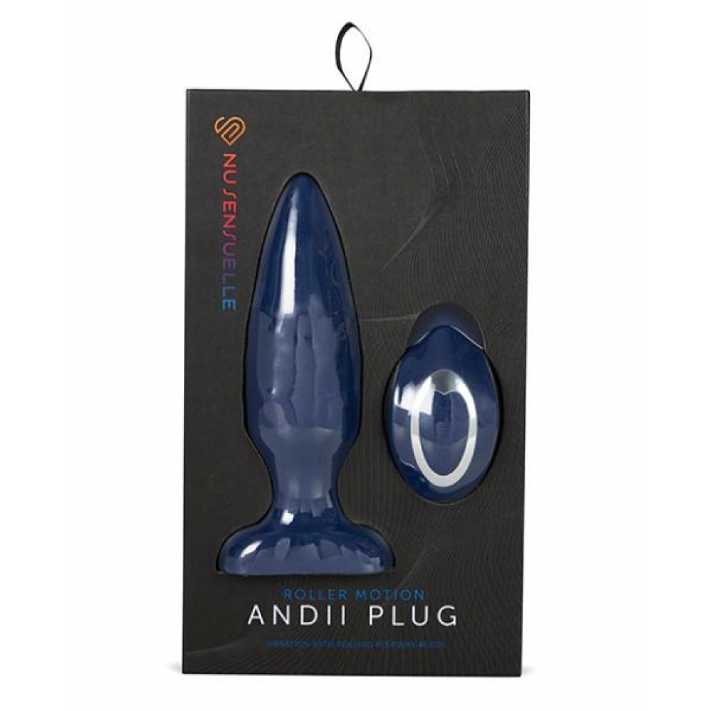 Sensuelle Andii Roller Motion Vibrating Anal Plug - Navy Blue