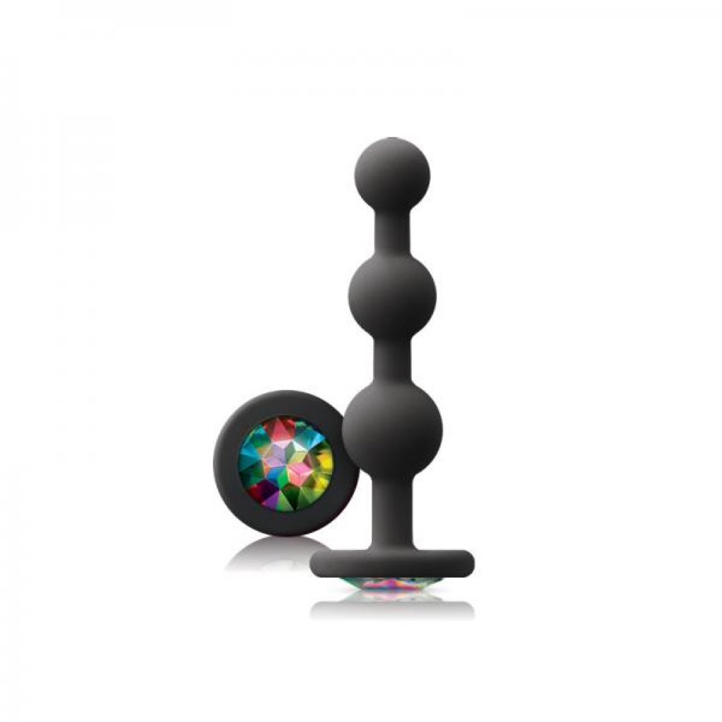 Glams Ripple Rainbow Gem Black Silicone Plug