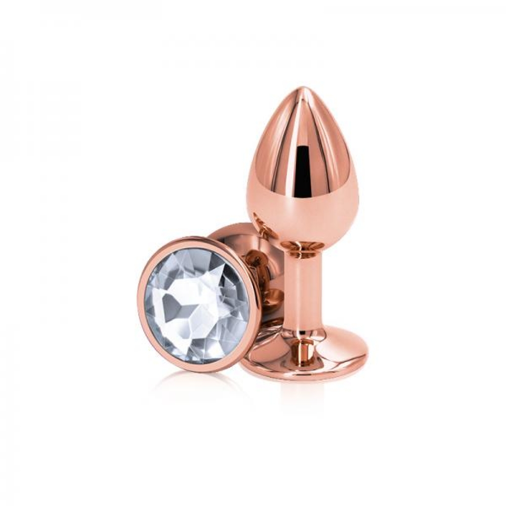 Rear Assets Rose Gold Small Clear Butt Plug