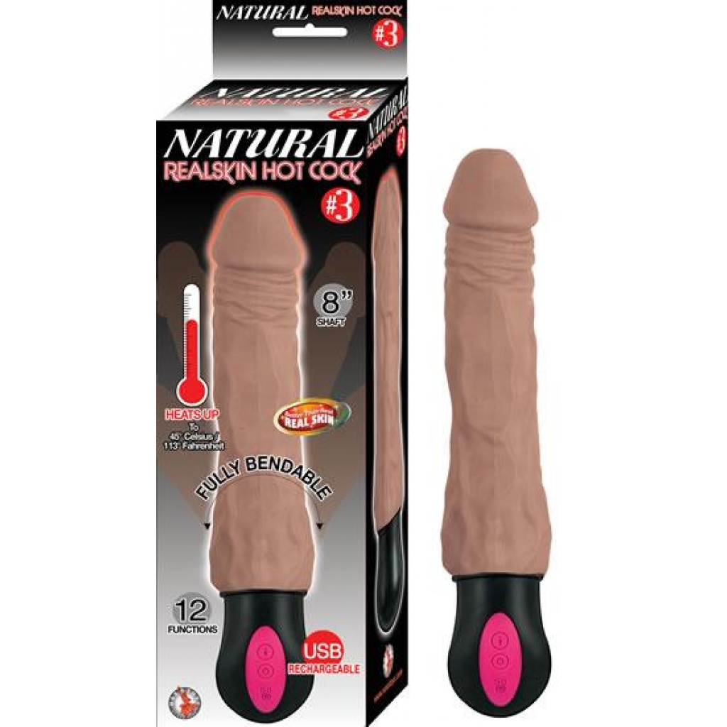 Natural Realskin Hot Penis #3 - Brown Vibrating Dildo