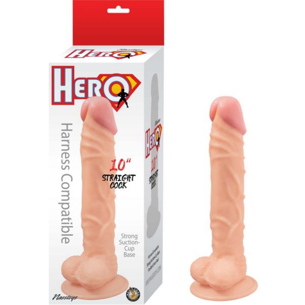 Hero 10in Straight Penis - White