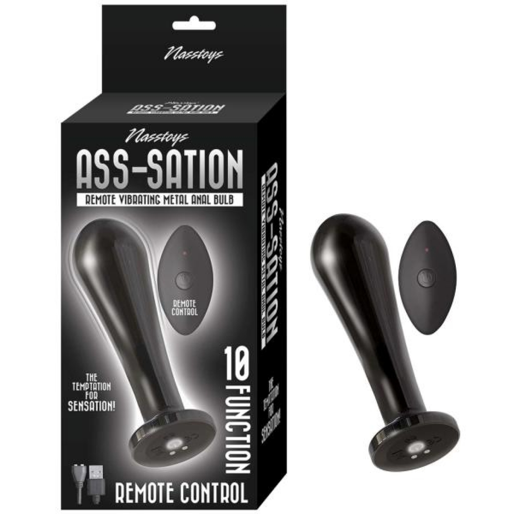 Ass-Sation Remote Vibrating Metal Anal Bulb - Black