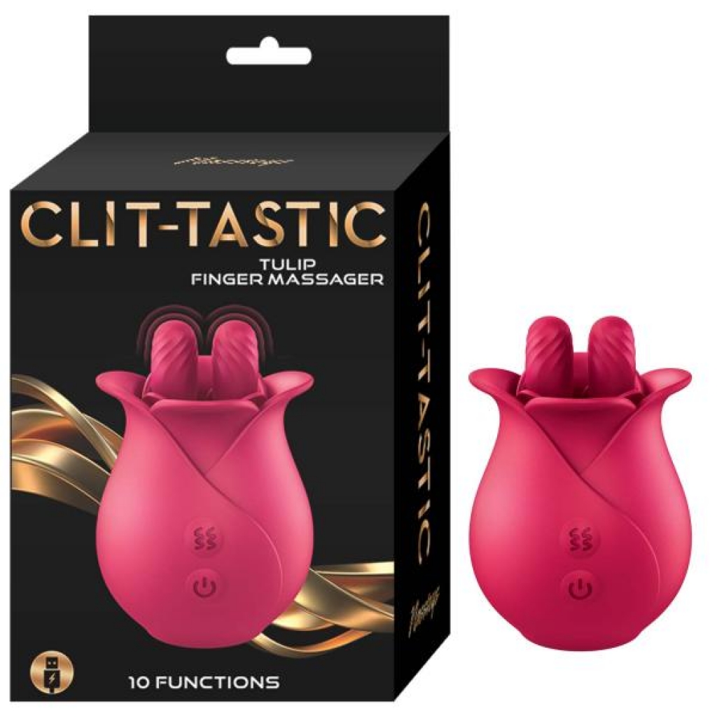 Clit-tastic Tulip Finger Massager Red - USB Rechargeable