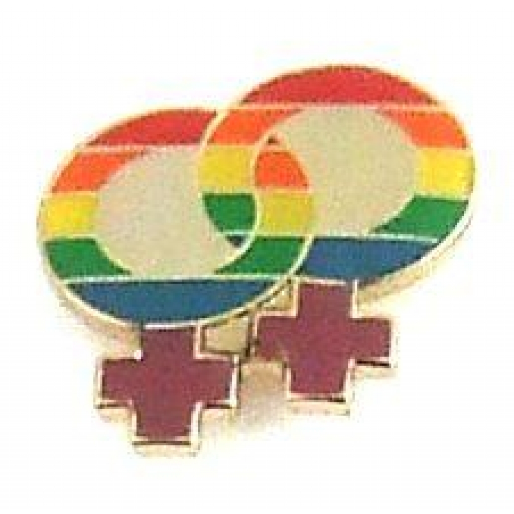 Gaysentials Rainbow Double Female Symbol Lapel Pin