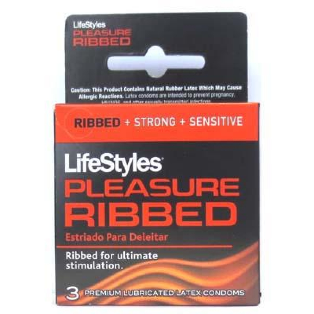 Lifestyles Ribbed Pleasure Lubricated Condom - 3 Pack