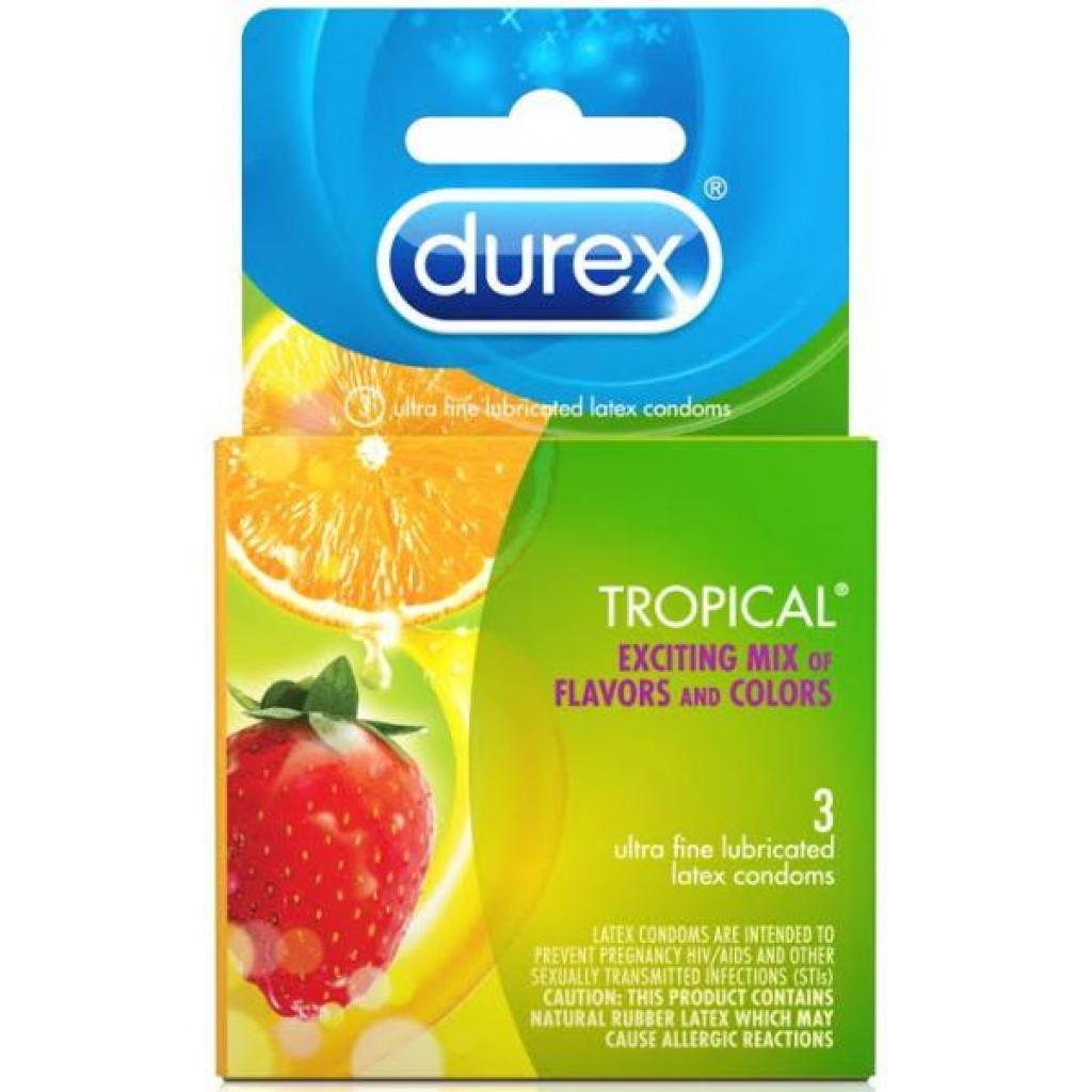 Durex Tropical 3 Pack - Flavored Latex Condoms