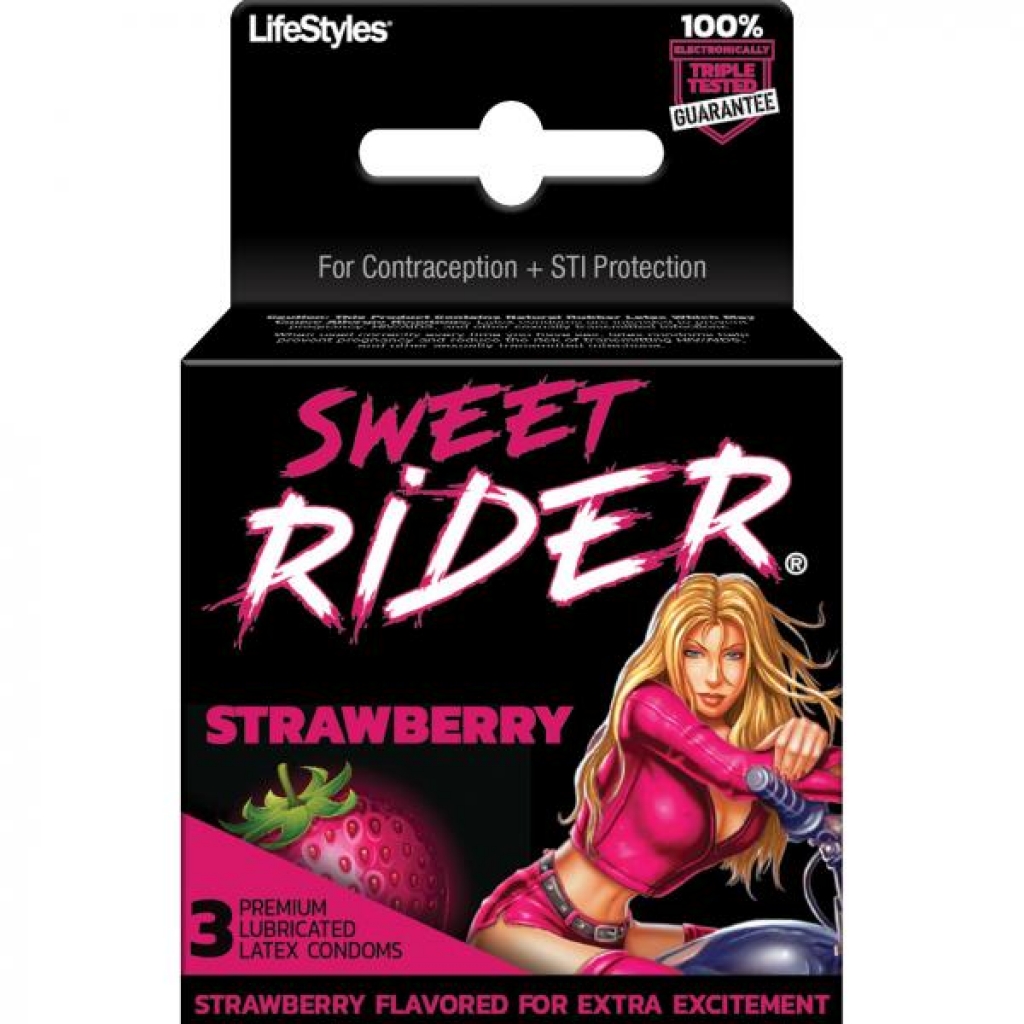 Lifestyles Sweet Rider Strawberry Condoms 3 Pack