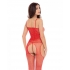 Sparkle Crotchless Bodystocking - Red O/S