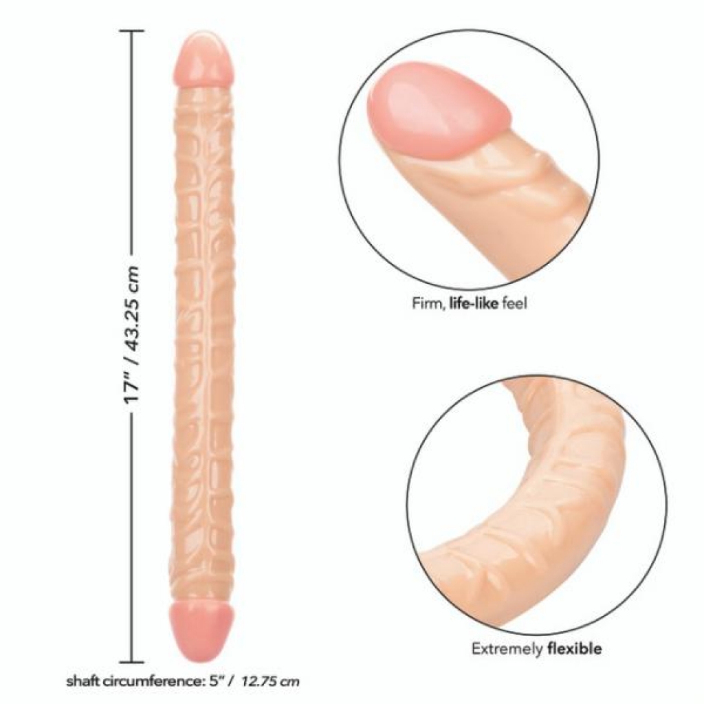 Size Queen - 17in Ivory Double-Ended Dildo