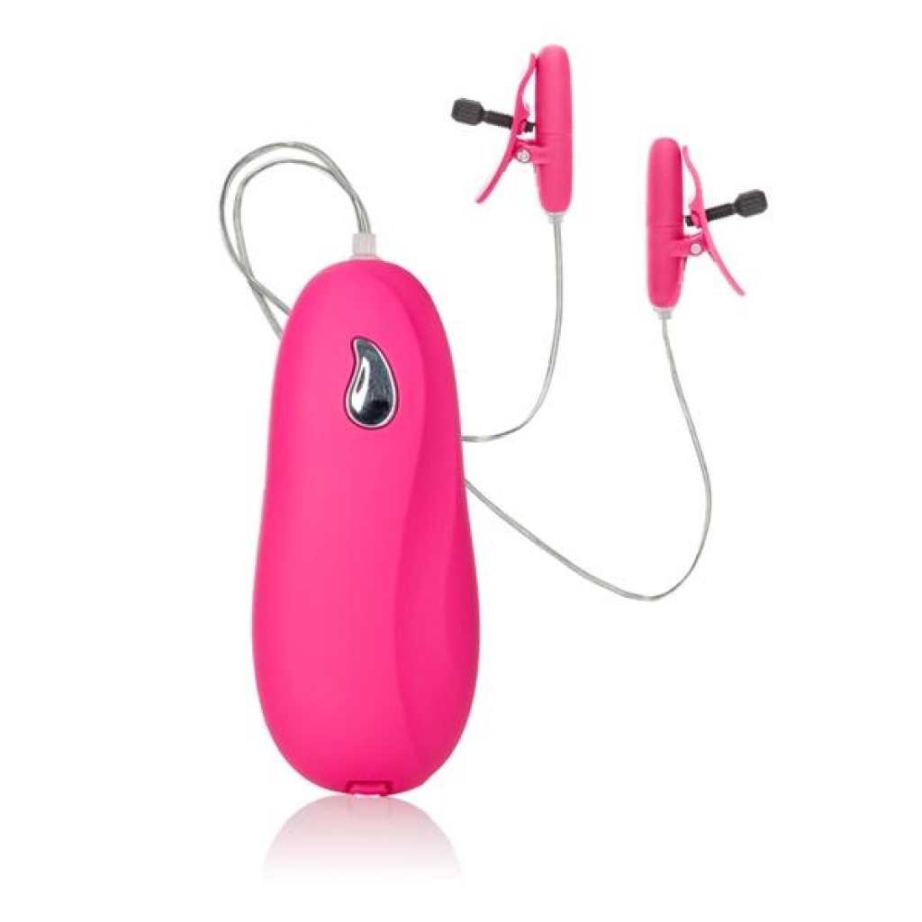 Nipple Play Vibrating Heated Nipple Clamps - Pink