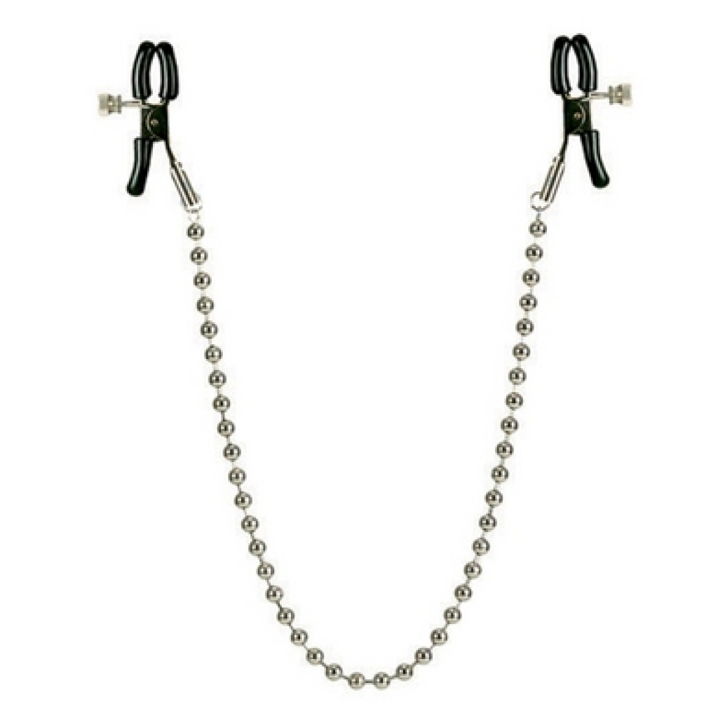 Adjustable Silver Nipple Clamps with Beaded Chain