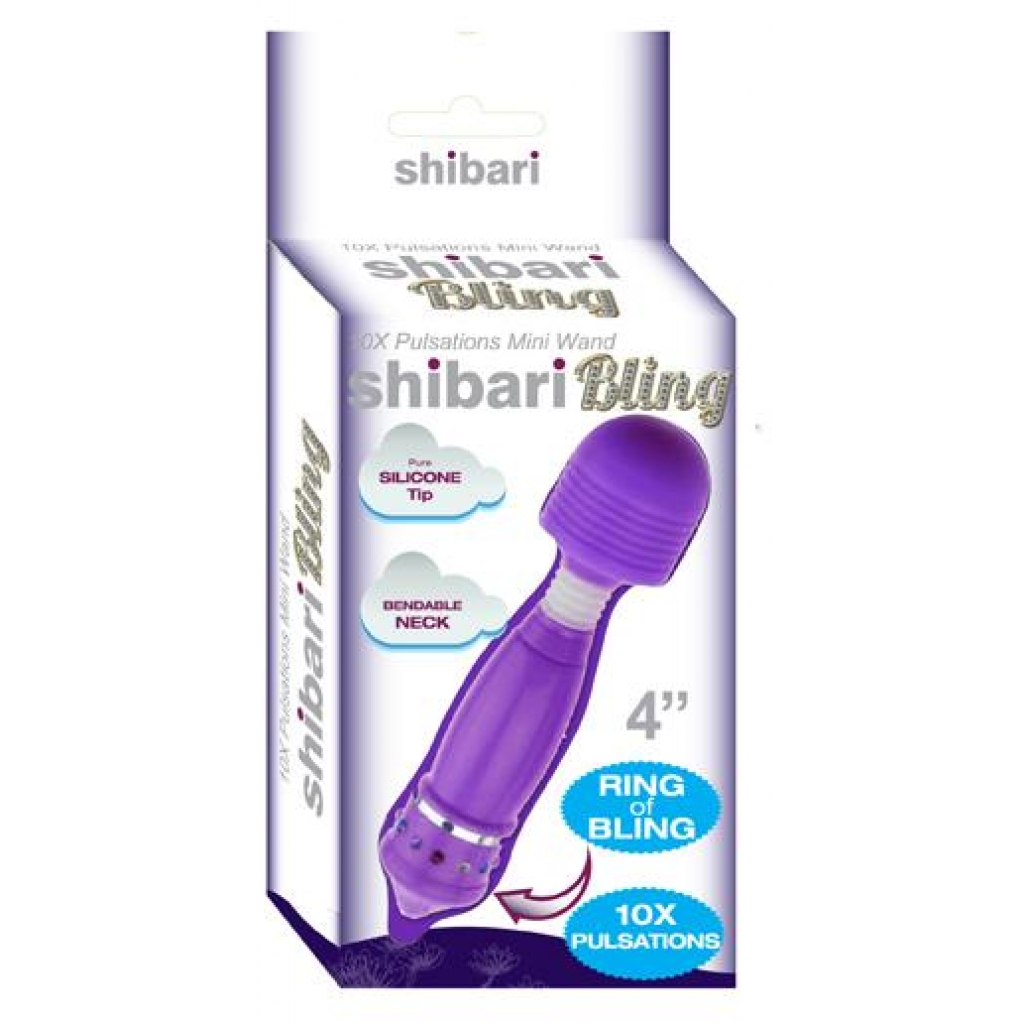 Shibari Bling 10X Pulsations Mini Wand - Purple