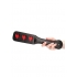 Ouch! Hearts Paddle - Black Leather Impact Toy