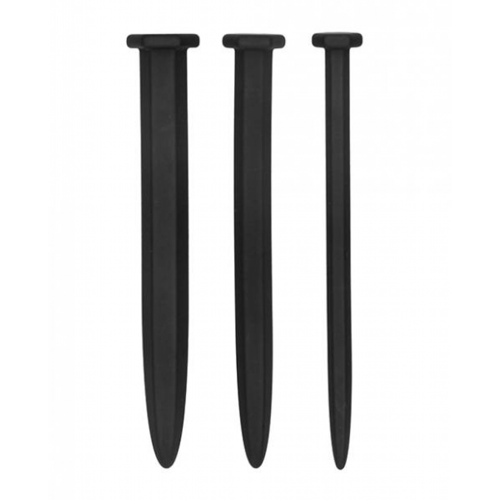 Silicone Rugged Nail Plug Set Urethral Sounding - Black