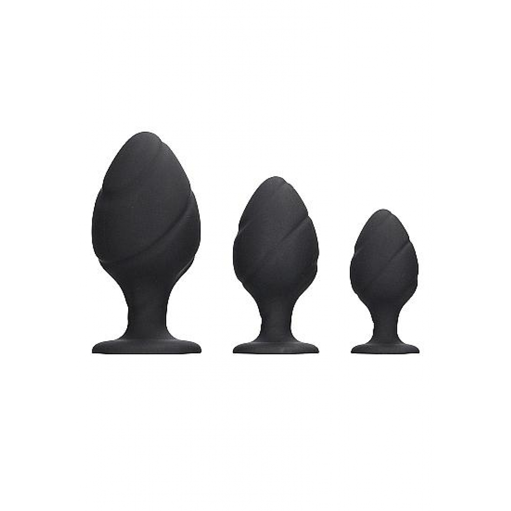 Swirled Butt Plug Set Black