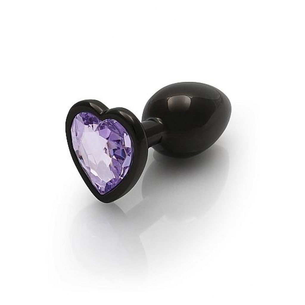 Heart Gem Butt Plug Small Gunmetal Amethyst