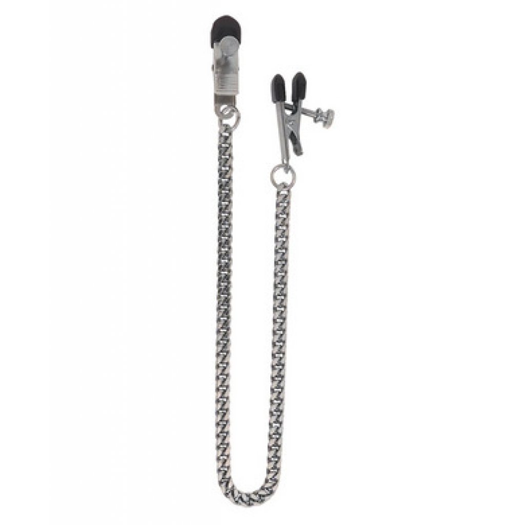 Adjustable Silver Nipple Clamps with Jewel Chain