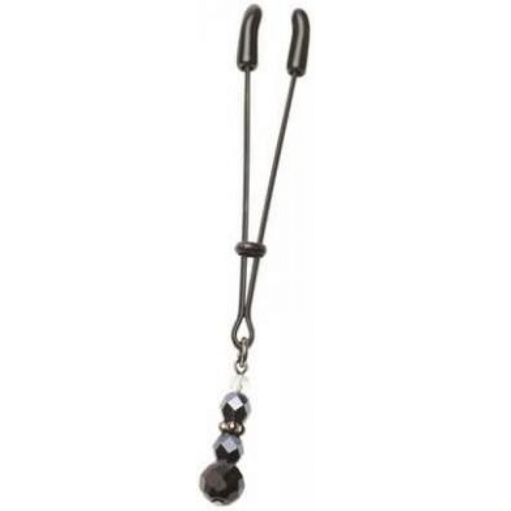 Beaded Clit Clamp with Tweezer Tip - Black