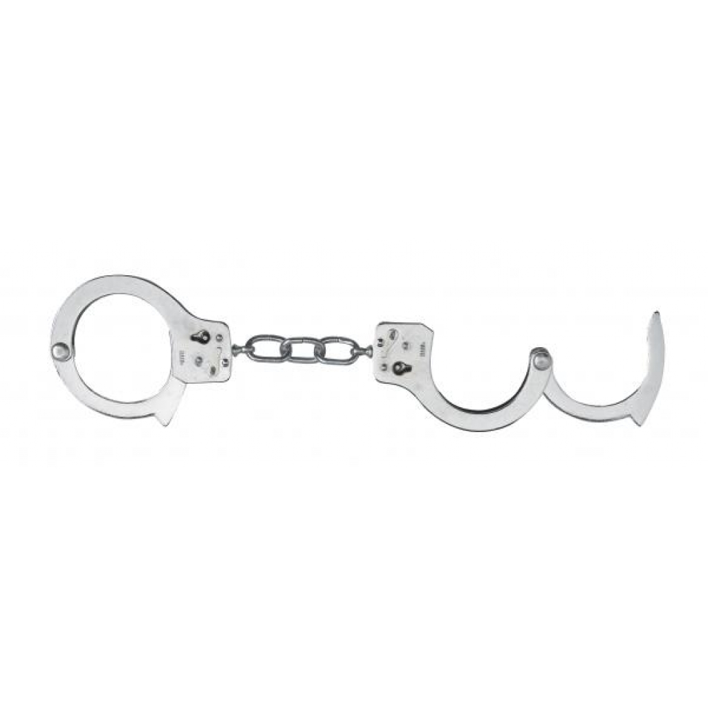 Nickel-Coated Steel Handcuffs - Single Lock for Secure Restraint