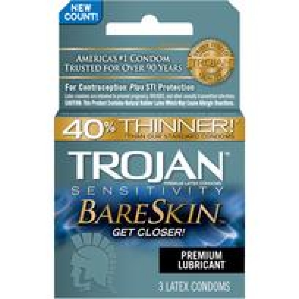 Trojan Bareskin Condoms - 3 Pack