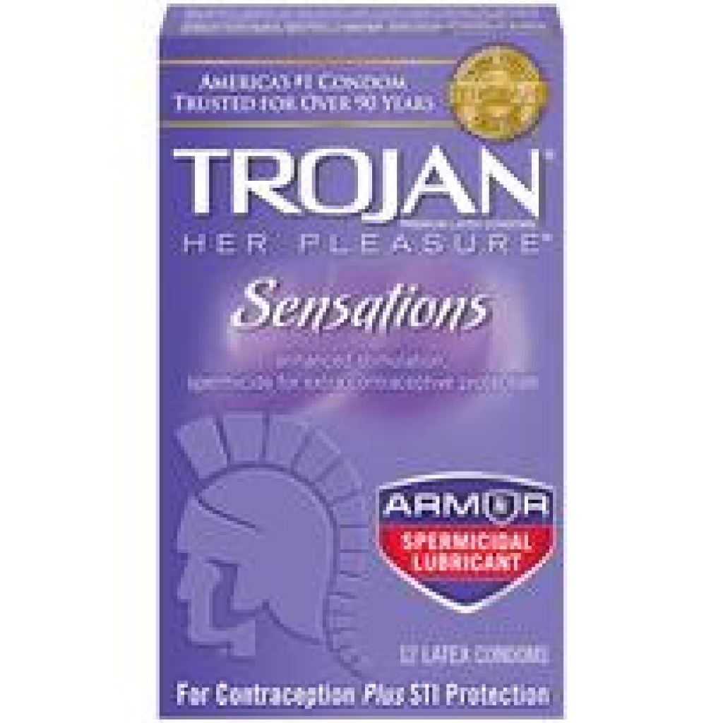 Trojan Her Pleasure Sensations Armor Spermicidal Condoms - 12 Pack