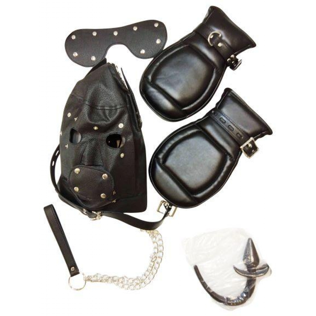 Basic Puppy Play Kit - Black Mask, Tail, and Mitts