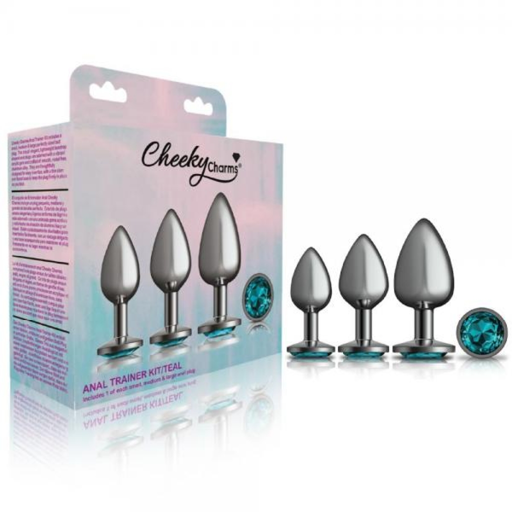 Cheeky Charms Metal Plug Kit - Gunmetal Round Teal