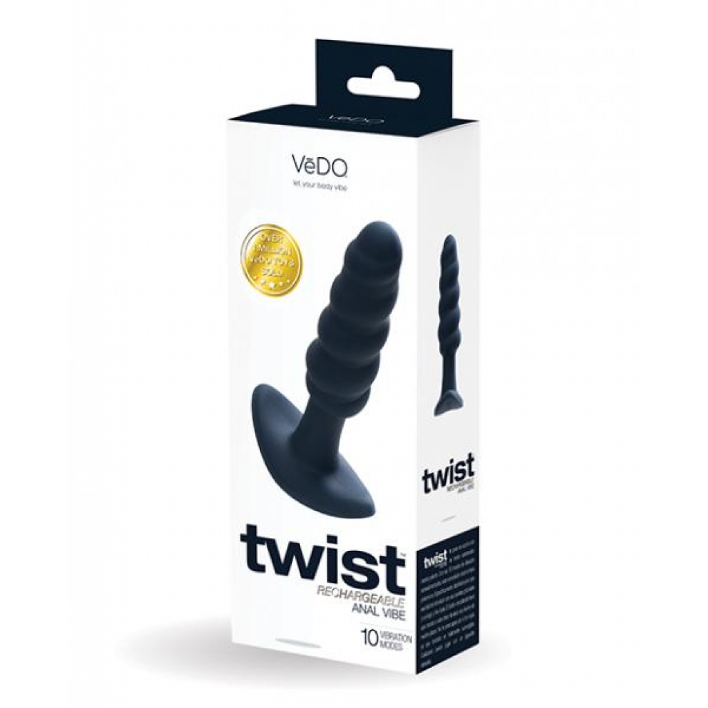 Vedo Twist Rechargeable Anal Plug - Black Pearl