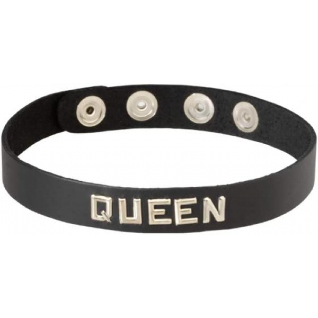 Queen Black Leather Collar - Premium Handmade Design