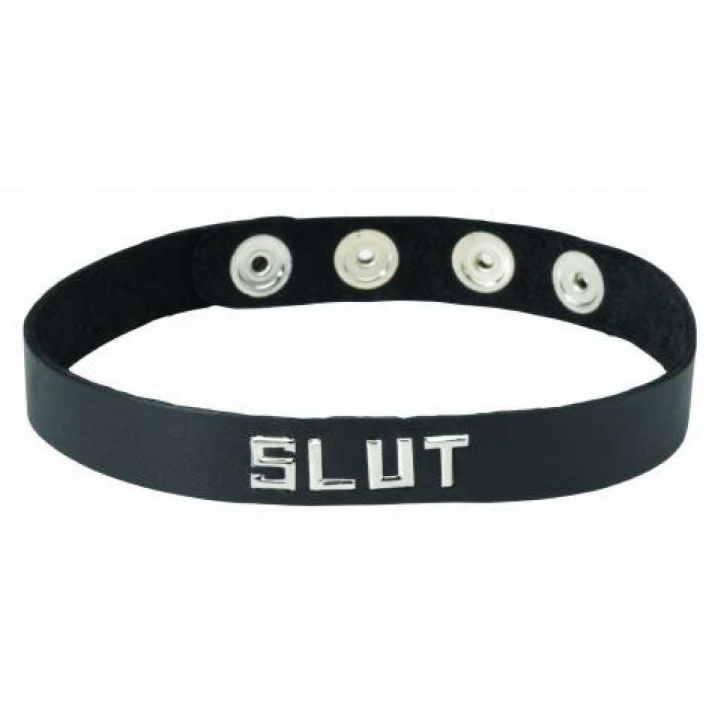 Wordband Collar - Slut - Black - Stylish Statement Piece