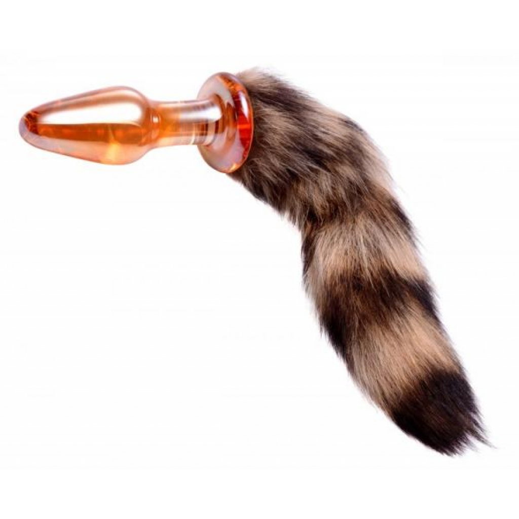 Frisky Fox Tail Glass Anal Plug - Orange