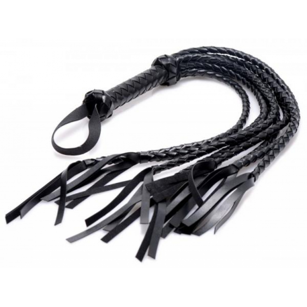 Strict 8 Tail Braided Flogger in Black Leather