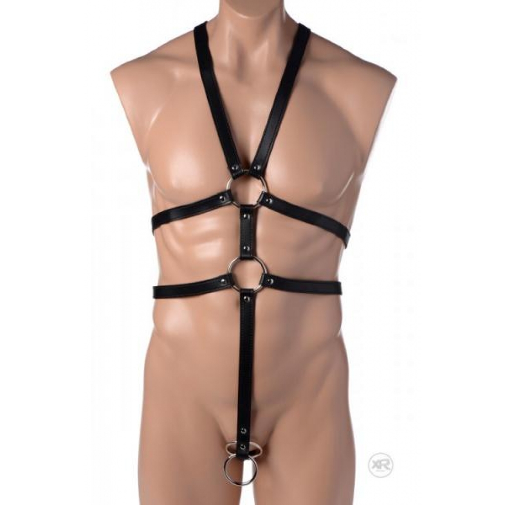 Male Full Body Harness - Black Leather