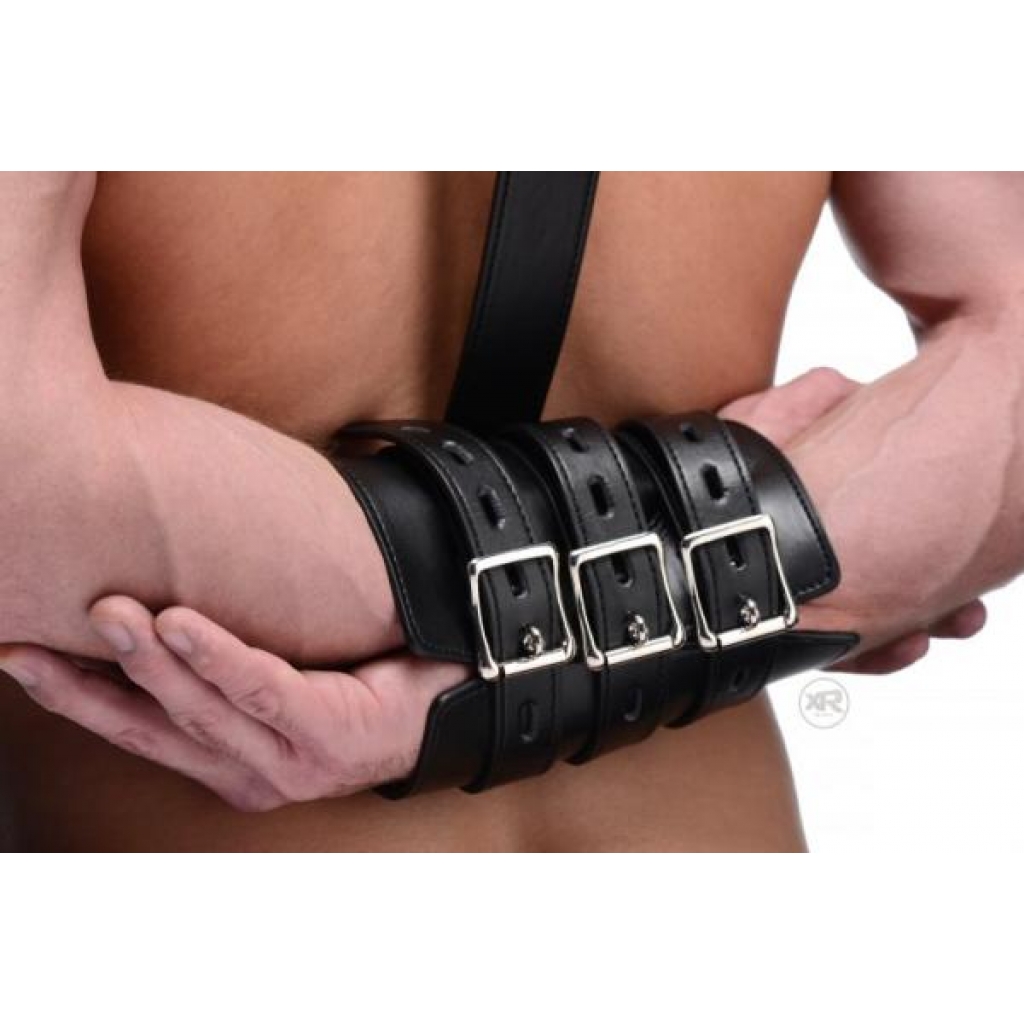 Strict Arm Binder Biceps & Forearm Restraints - Black Leather