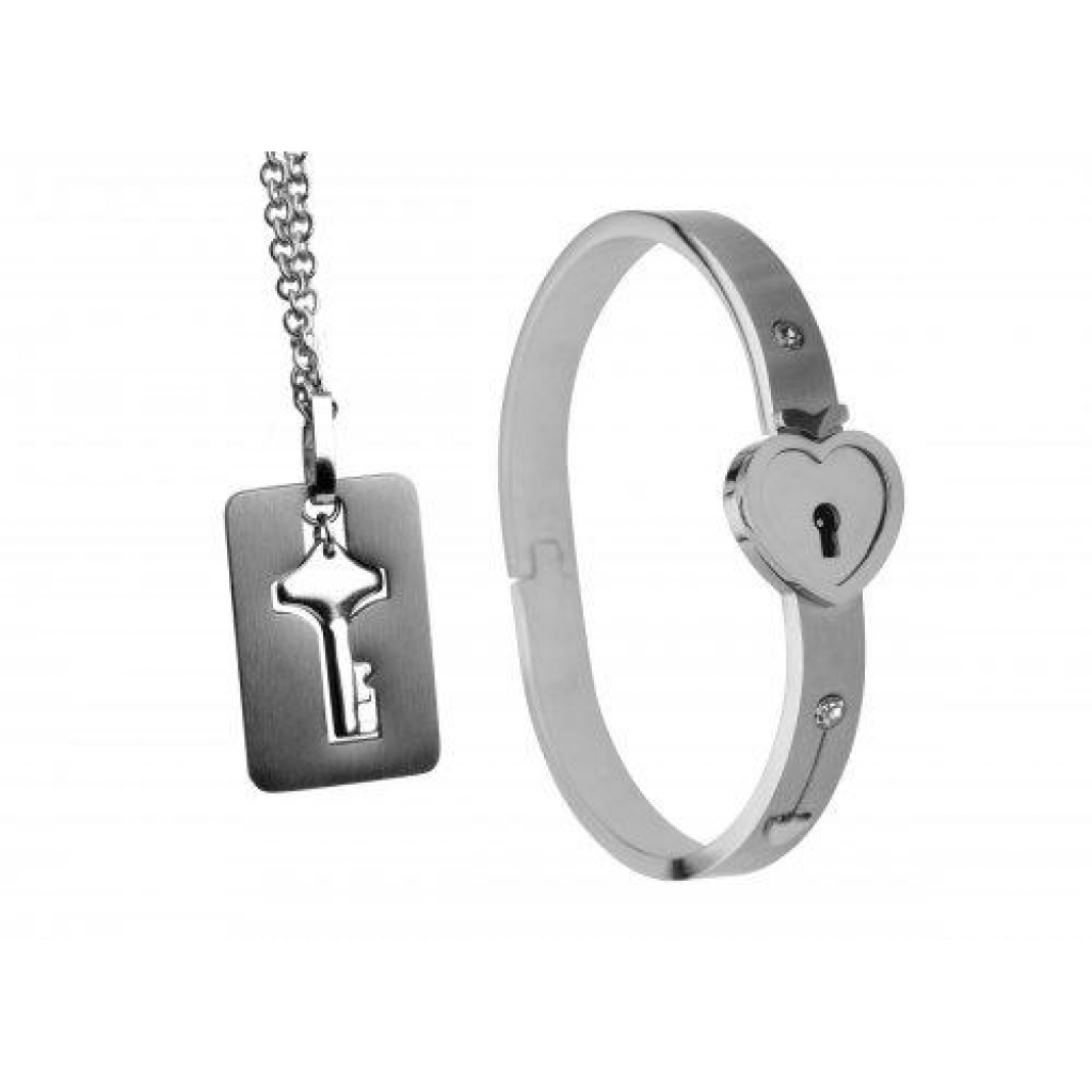 Cuffed Locking Bracelet, Key Necklace Tungsten Steel